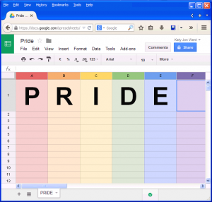 Google Docs PRIDE Rainbow colors SpreadSheet