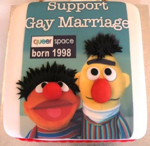 QueerSpace Belfast Support Gay Marriage cake