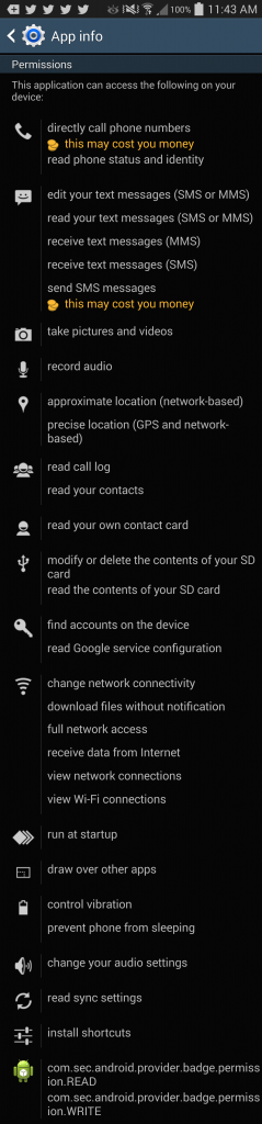 Facebook Messenger App Permissions