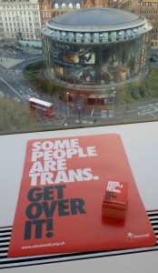 Stonewall office view "Some people are Trans"