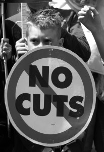 Family solidarity as kids affected by austerity say "No Cuts"