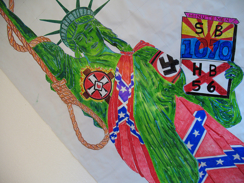 Confederate Flag draped Statue of Liberty