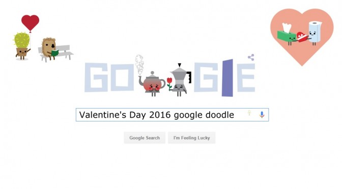 St Valentines Day 2016 romantic Google doodle
