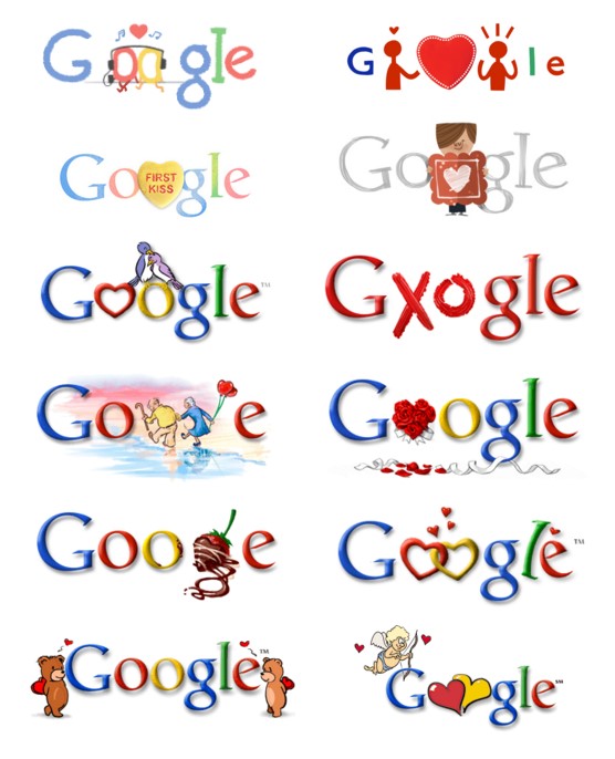 St Valentines Day historic Google doodles