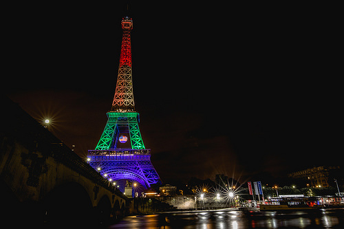 Orlando shooting Rainbow lit Eiffel Tower Paris