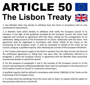 Article 50 The Lisbon Treaty of the EU