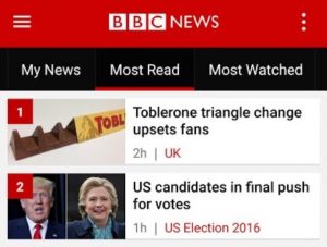 Toblerone trending on BBC news