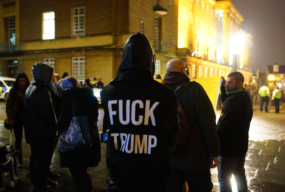 Fuck Trump anti-Fascist protestor