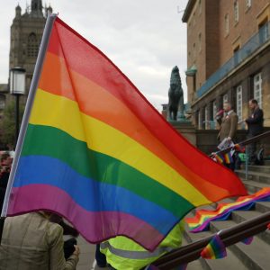 Norwich City Hall LGBT Chechnya protest 