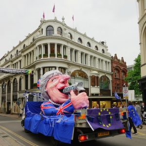 Brexit Suicide Float outside Jarrolds in Norwich photo by Katy Jon Went