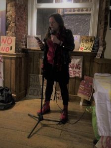 Katy Jon Went speaking at Norwich Reclaim the Night. Photo by Helen Burrows