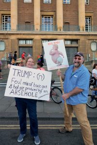 'Big Baby' American John Behm protests Donald Trump in Norwich