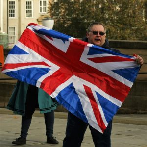 Union Jack Leave Protester