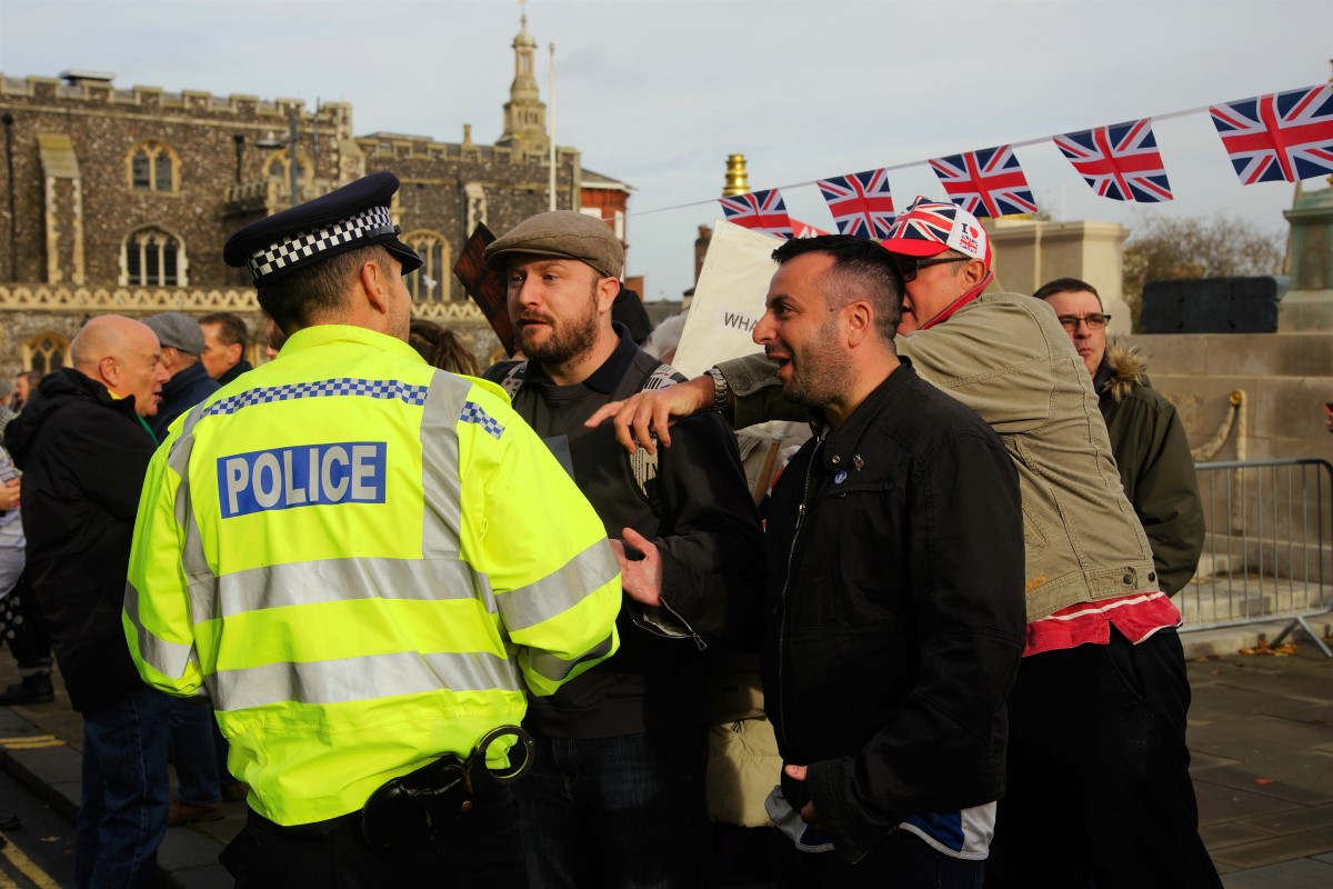 Police engage with Unity UK Pro-Brexit demonstrators Police engage with Unity UK Pro-Brexit demonstrators