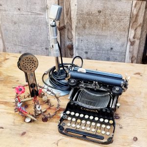 Wartime typewriter and microphones