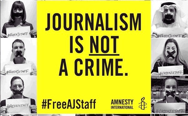 Journalism is not a Crime, Amnesty International #FreeAJStaff