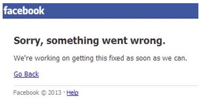 Facebook error, Sorry, something went wrong – Life without Facebook