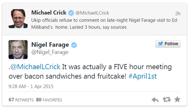 UKIP Twitter April Fools Nigel Farage Michael Crick Ed Miliband