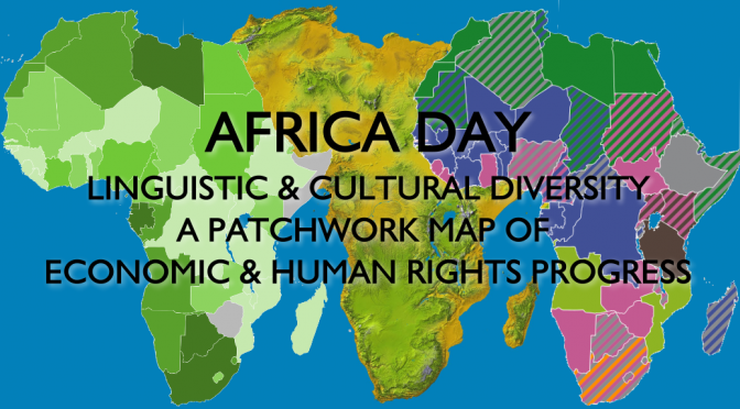 Africa Day 2015 - African language diversity economic progress map