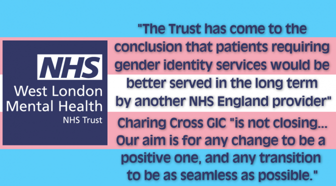 WLMHT to let go of Charing Cross Gender Identity Clinic NOT to close it