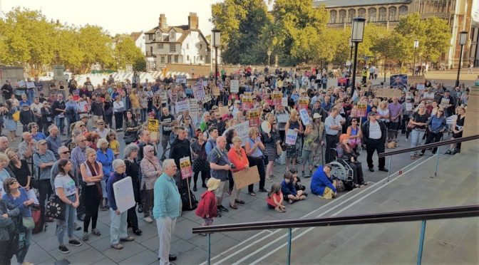 Hundreds in Norwich protest Donald Trump